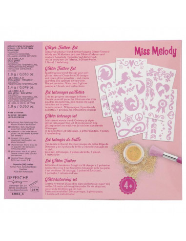 Miss melody set de tatouages avec paillettes