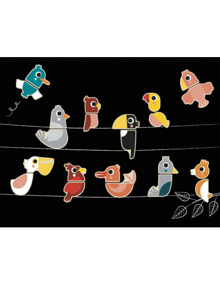 Magnets mix and match oiseaux 24 pieces - janod