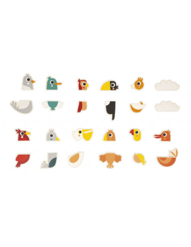Magnets mix and match oiseaux 24 pieces - janod