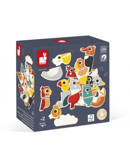Magnets mix and match oiseaux 24 pieces - janod
