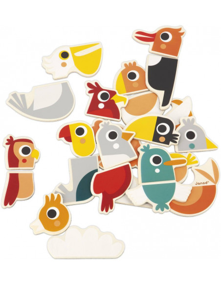 Magnets mix and match oiseaux 24 pieces - janod