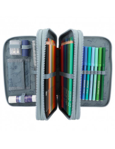 Dino world trousse 3 compartiments led t-rex