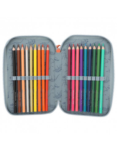 Dino world trousse 3 compartiments led t-rex