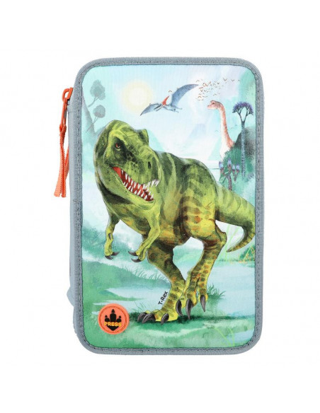 Dino world trousse 3 compartiments led t-rex