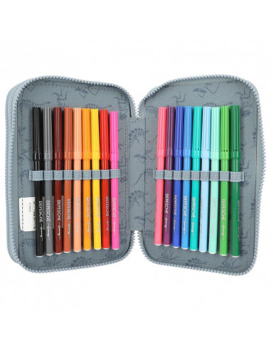 Dino world trousse 3 compartiments led t-rex