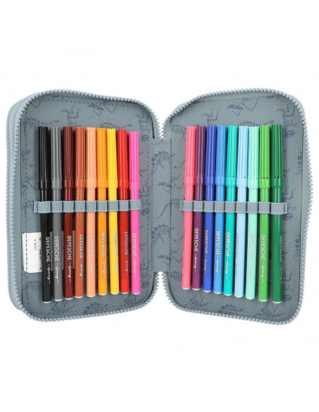 Dino world trousse 3 compartiments led t-rex