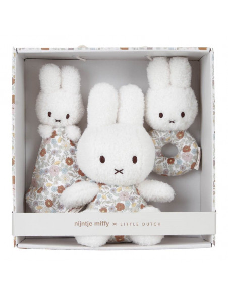 Coffret cadeau (peluche, doudou,hochet) - vintage flowers - miffy - little dutch