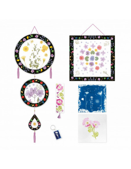 Multiactivites 6 realisations avec une presse a fleurs janod