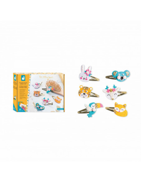 6 barrettes animaux pailletes a creer