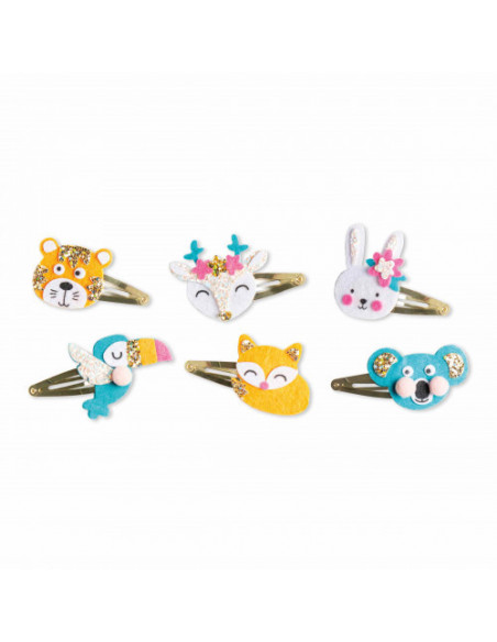 6 barrettes animaux pailletes a creer