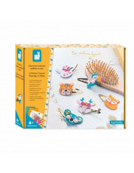 6 barrettes animaux pailletes a creer