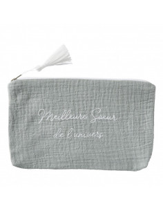 Trousse cadeau "meilleure soeur" vert de gris