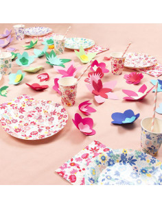 8 gobelets fleurs colorees 2