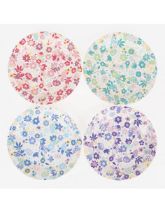 8 assiettes fleurs colorees