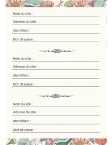 CARNET MOTS DE PASSE - FLEURS DU JARDIN