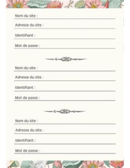CARNET MOTS DE PASSE - FLEURS DU JARDIN