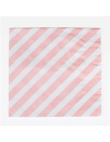 20 SERVIETTES RAYURES ROSES - MY LITTLE DAY