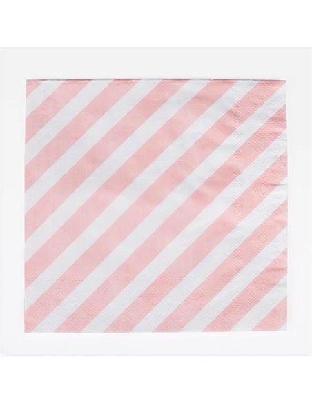 20 SERVIETTES RAYURES ROSES - MY LITTLE DAY