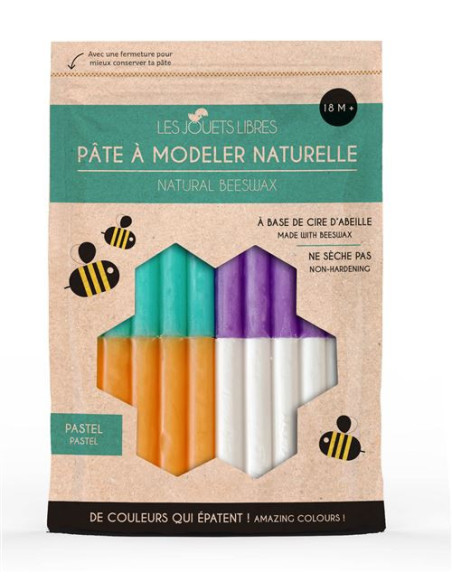 Pâte à modeler cire d'abeille - 4 couleurs pastel