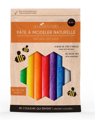Pâte à modeler cire d'abeille - arc en ciel