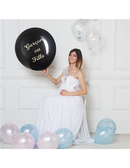 BALLON NOIR GENDER REVEAL GARCON GEANT 90CM