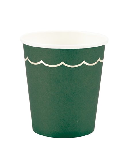 GOBELETS FESTONNES 200ML VERT JUNGLE ET OR X6