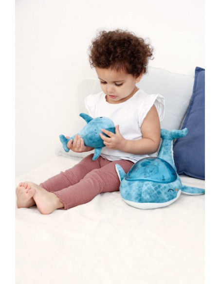 Veilleuse Tranquil Whale bleue : détente familiale