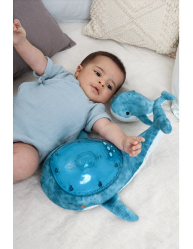 Veilleuse Tranquil Whale bleue : détente familiale