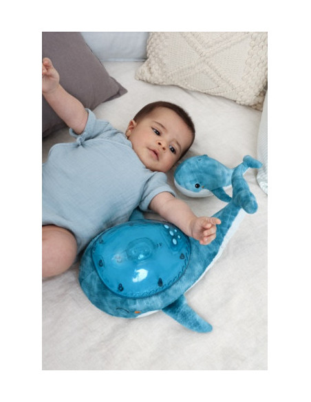 Veilleuse Tranquil Whale bleue : détente familiale