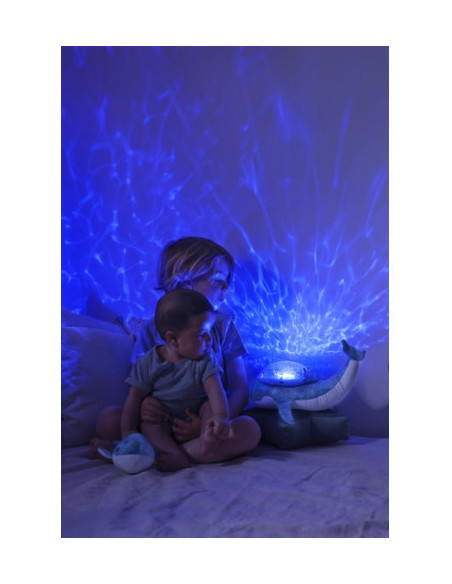 Veilleuse Tranquil Whale bleue : détente familiale