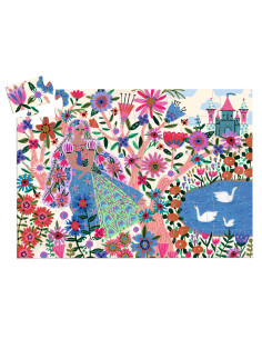 Puzzle silhouette - la princesse et son paon - 36 pcs - djeco 2