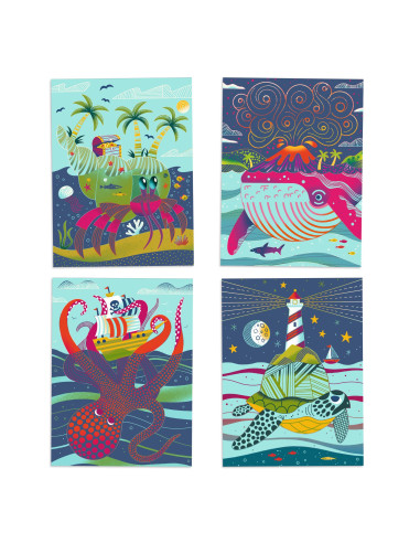 Cartes a gratter duocolor - dessus - dessous - djeco