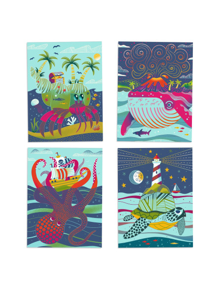Cartes a gratter duocolor - dessus - dessous - djeco