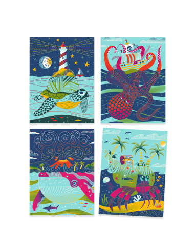 Cartes a gratter duocolor - dessus - dessous - djeco