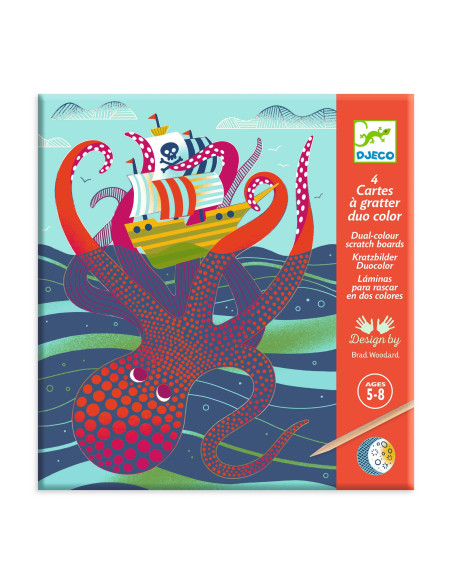 Cartes a gratter duocolor - dessus - dessous - djeco