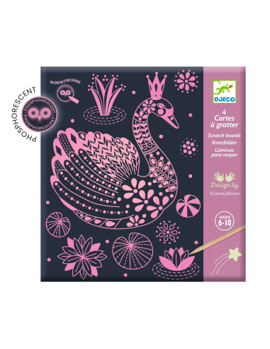 Cartes a gratter phosphorescentes - monde merveilleux - djeco