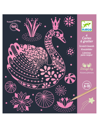 Cartes a gratter phosphorescentes - monde merveilleux - djeco