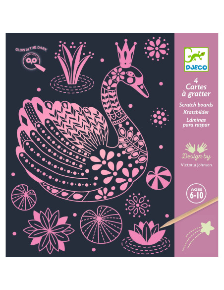 Cartes a gratter phosphorescentes - monde merveilleux - djeco