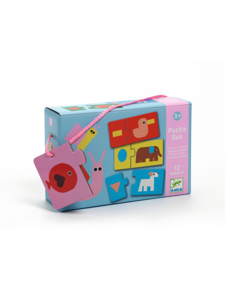 Puzzle duo - duo - animaux & formes - djeco