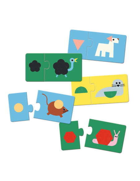 Puzzle duo - duo - animaux & formes - djeco
