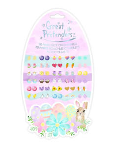 Set de 30 paires de boucles d\'oreilles autocollantes lapin