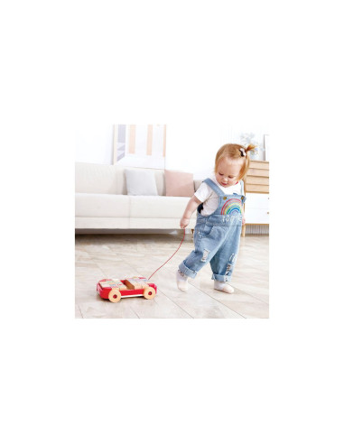 Chariot à roulettes avec blocs alphabet empilables - hape