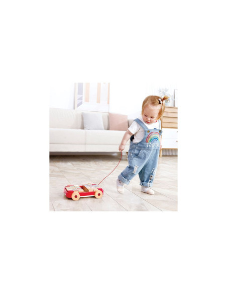 Chariot à roulettes avec blocs alphabet empilables - hape