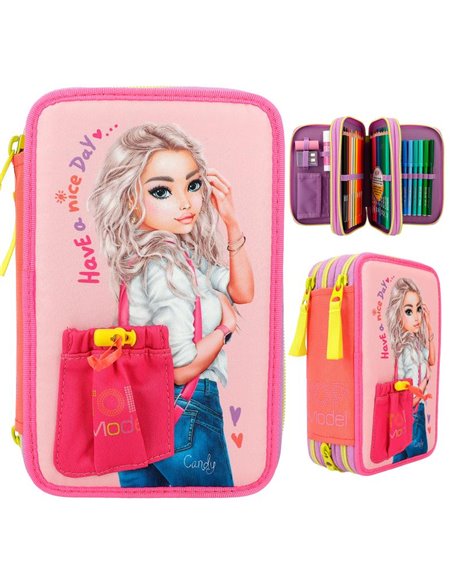 TOPModel trousse 3 compartiments avec poche appli devant