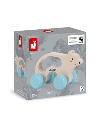 Ours polaire a promener en bois - wwf janod