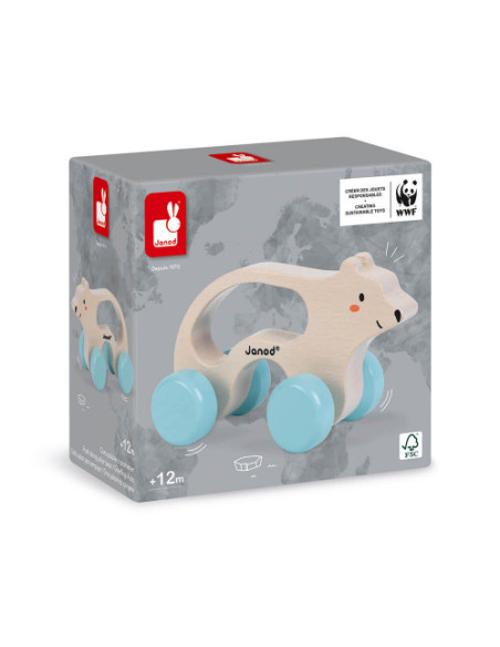 Ours polaire a promener en bois - wwf janod