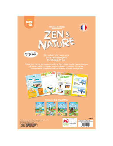 Mon cahier de vacances zen et nature - de la ms à la gs