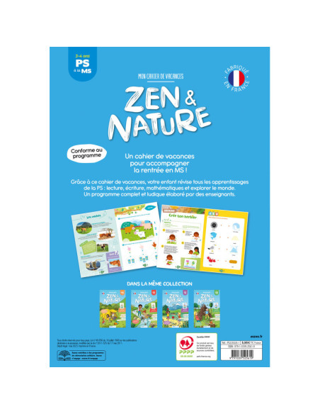 Mon cahier de vacances zen et nature - de la ps à la ms