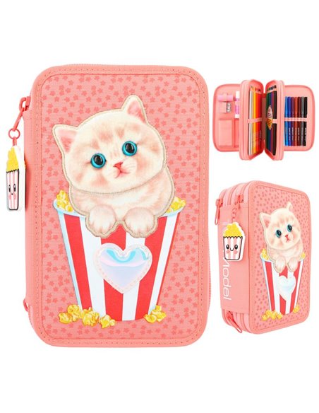 TOPModel Trousse 3 compartiments avec application chat CUTIE STAR