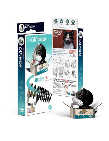 Eugy 3D Chat Tuxedo - Puzzle chat élégant écologique